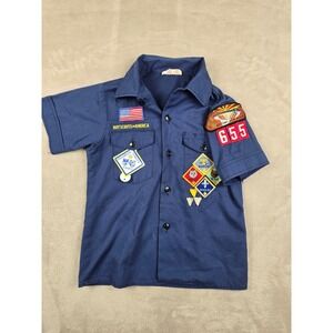 Boy Scouts of America Uniform Shirt Youth 10 Blue Cub Scout Patches Arizona 655